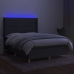 Cama box spring colchón y luces LED tela gris oscuro 140x200 cm