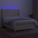 Cama box spring colchón y luces LED tela crema 140x200 cm