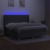 Cama box spring colchón y luces LED tela gris oscuro 160x200 cm