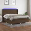 Cama box spring colchón luces LED tela marrón oscuro 160x200cm