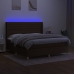 Cama box spring colchón luces LED tela marrón oscuro 180x200cm