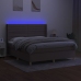 Cama box spring colchón y luces LED tela gris taupe 180x200 cm