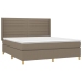 Cama box spring colchón y luces LED tela gris taupe 180x200 cm