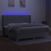 Cama box spring con colchón tela y LED gris claro 200x200 cm