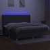 Cama box spring colchón y luces LED tela gris claro 200x200 cm