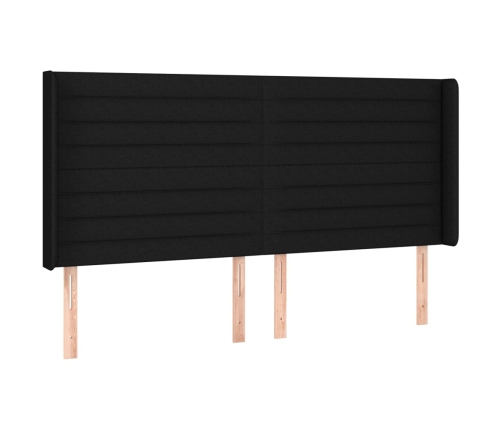 Cama box spring colchón y luces LED tela negro 200x200 cm