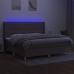 Cama box spring colchón y luces LED tela gris taupe 200x200 cm