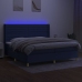 Cama box spring colchón y luces LED tela azul 200x200 cm