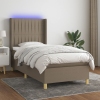 Cama box spring colchón y luces LED gris taupe 80x200 cm