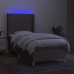 Cama box spring colchón y luces LED tela gris taupe 100x200 cm