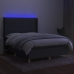 Cama box spring colchón y luces LED tela gris oscuro 140x190 cm