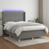 vidaXL Cama box spring colchón y luces LED tela gris oscuro 140x190 cm