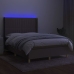 Cama box spring colchón y luces LED tela gris taupe 140x190 cm