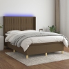 Cama box spring colchón luces LED tela marrón oscuro 140x200cm