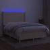 Cama box spring colchón y luces LED tela crema 140x200 cm