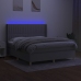 Cama box spring colchón y luces LED tela gris claro 160x200 cm