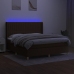 Cama box spring colchón luces LED tela marrón oscuro 160x200cm