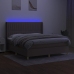 Cama box spring colchón y luces LED tela gris taupe 160x200 cm