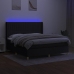 Cama box spring colchón y luces LED tela negro 180x200 cm