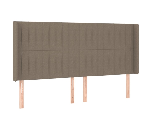 Cama box spring colchón y luces LED tela gris taupe 180x200 cm