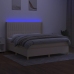 vidaXL Cama box spring colchón y luces LED tela crema 180x200 cm