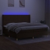 Cama box spring colchón luces LED tela marrón oscuro 200x200 cm