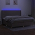 Cama box spring colchón y luces LED tela gris taupe 200x200 cm