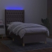 Cama box spring colchón y luces LED gris taupe 80x200 cm