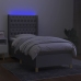 vidaXL Cama box spring colchón y luces LED tela gris claro 90x200 cm