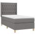 Cama box spring colchón y luces LED tela gris oscuro 90x200 cm