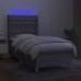 Cama box spring colchón y luces LED tela gris claro 100x200 cm