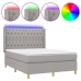Cama box spring colchón y luces LED tela gris claro 140x200 cm