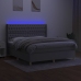 Cama box spring colchón y luces LED tela gris claro 160x200 cm