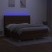 vidaXL Cama box spring colchón luces LED tela marrón oscuro 160x200cm