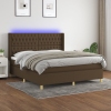 vidaXL Cama box spring colchón luces LED tela marrón oscuro 160x200cm