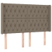 Cama box spring colchón y luces LED tela gris taupe 160x200 cm