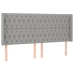 Cama box spring con colchón tela y LED gris claro 200x200 cm
