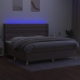 Cama box spring colchón y luces LED tela gris taupe 200x200 cm