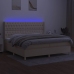 Cama box spring colchón y luces LED tela crema 200x200 cm