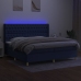 Cama box spring colchón y luces LED tela azul 200x200 cm