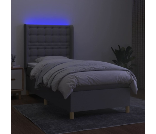 vidaXL Cama box spring colchón y luces LED tela gris claro 80x200 cm