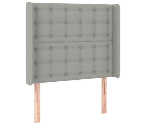 Cama box spring colchón y luces LED tela gris claro 90x190 cm