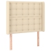 Cama box spring colchón y luces LED tela color crema 90x190 cm