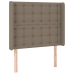 Cama box spring colchón y luces LED tela gris taupe 90x200 cm