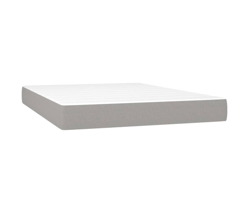 vidaXL Cama box spring colchón y luces LED tela gris claro 140x190 cm