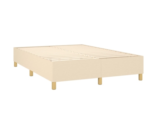 vidaXL Cama box spring colchón y luces LED tela crema 140x190 cm