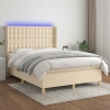 vidaXL Cama box spring colchón y luces LED tela crema 140x190 cm