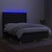 Cama box spring colchón y luces LED tela negro 140x200 cm