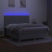 Cama box spring colchón y luces LED tela gris claro 160x200 cm