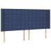 Cama box spring colchón y luces LED tela azul 160x200 cm